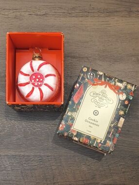John Derian Red & White Peppermint Cookie Ornament NWT